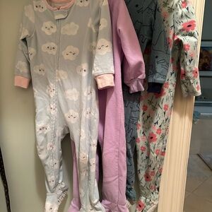 4 Warm Adorable Baby Onesies Set - Cloud, Floral, and Bunny Designs